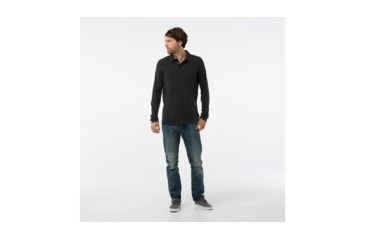 Image of Smartwool Merino 250 Long Sleeve Polo-Men's, Charcoal Heather, Small, SW000293010-S