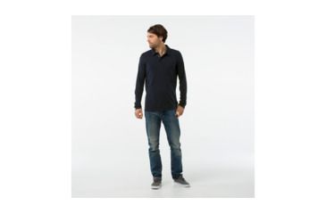 Image of Smartwool Merino 250 Long Sleeve Polo-Men's, Deep Navy, Extra Large, SW000293092-XXL