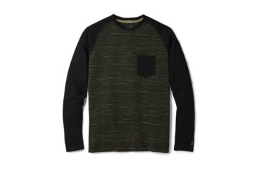 Image of Smartwool Merino 250 Pocket Crew-Men's, Olive-Black, Small, SW016084A74-S