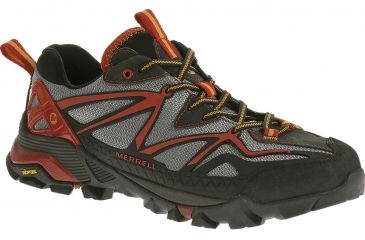 Image of Merrell Capra Sport Hiking Shoe - Mens-Light Grey/Red-Medium-9.5 US