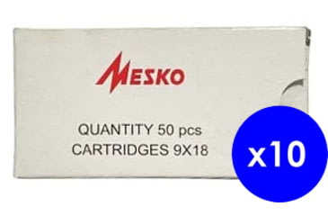 Image of Mesko 9x18mm Makarov Centerfire Pistol Ammo, 500 Rounds