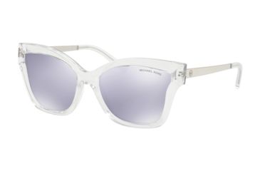 Image of Michael Kors BARBADOS MK2072 Sunglasses 30502S-56 - Crystal Clear Injected Frame, Lavendar Mirror Lenses