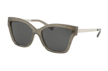 Image of Michael Kors BARBADOS MK2072 Sunglasses 335187-56 - Black Glitter Frame, Dark Grey Solid Lenses