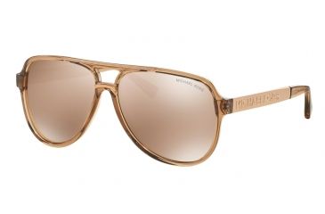 Image of Michael Kors CLEMENTINE II MK6025 Sunglasses 3092R1-60 - Brown Transparent/rose Gold Frame, Rose Gold Flash Lenses