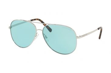 Image of Michael Kors KENDALL I MK5016 Sunglasses 113765-60 - Shiny Silver - Tone Frame, Teal Solid Lenses