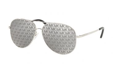 Image of Michael Kors KENDALL I MK5016 Sunglasses 1137R0-60 - Shiny Silver Frame, Lavendar Printed Mirror Lenses
