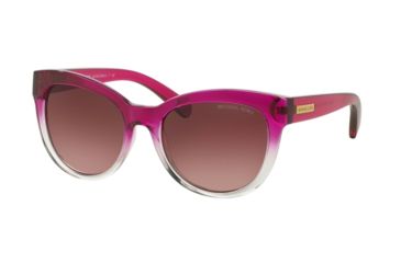 Image of Michael Kors MITZI I MK6035 Single Vision Prescription Sunglasses MK6035-31238H-53 - Lens Diameter 53 mm, Frame Color Fuschia Clear Gradient