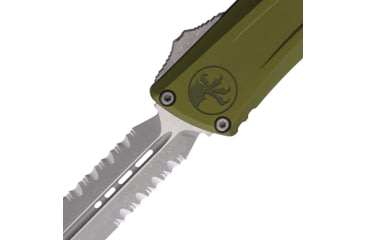 Image of Microtech Combat Troodon D/E Gen III Apocalyptic Partial Serrated 4in Automatic Folding Knife, OD Green, 1142-11APOD
