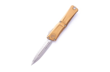 Image of Microtech Combat Troodon D/E Gen III Stonewash Full Serrated 4in Automatic Folding Knife, OTF, Tan, 1142-12TA