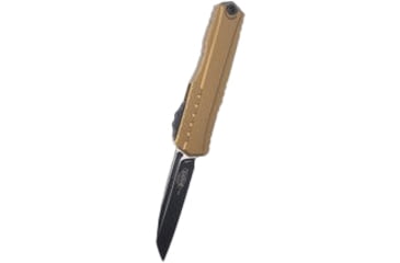 Image of Microtech Cypher II D/E Black Standard 3.55in Folding Knife, Black, Tan, 1242-1TA