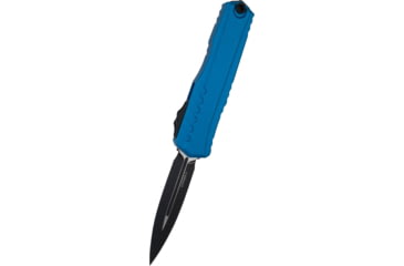 Image of Microtech Cypher II D/E Standard 3.55in Folding Knife, Black, Blue, 1242-1BL