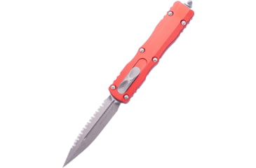Image of Microtech Dirac Delta D/E Apocalyptic Full Serrate 3.75in Folding Knife, Red, 227-12APRD