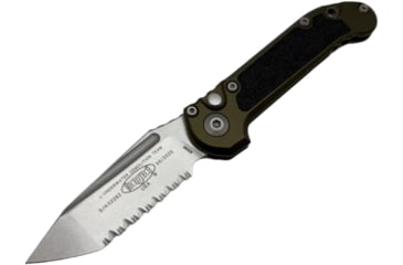 Image of Microtech L.U.D.T. T/E Gen III Stonewash Full Serrated 3.5in Folding Knife, Od Green, 1136-12OD