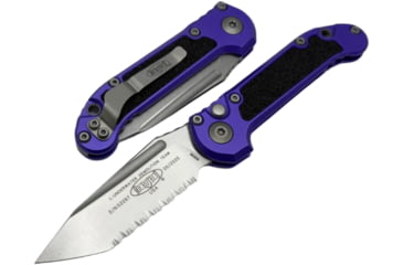 Image of Microtech L.U.D.T. T/E Gen III Stonewash Full Serrated 3.5in Folding Knife, Purple, 1136-12PU
