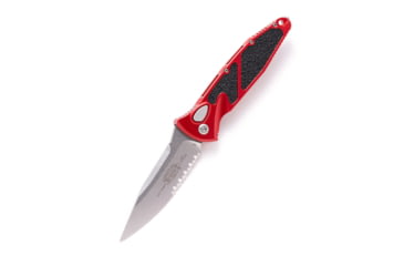 Image of Microtech Soc Elite S/E-A Stonewash Part Serrated 4.05in Automatic Folding Knife, Automatic Folder, Red, 160A-11RD
