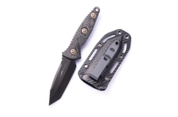 Image of Microtech Socom Alpha Mini T/E Black DLC Carbon Fiber Signature Series 3.75in Fixed Knife, Black, 114M-1DLCCFS