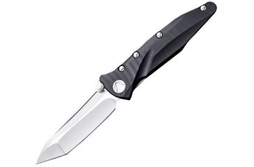 Image of Microtech SOCOM Delta TE Folding Knife, Black Handle, Satin Plain MT163-4