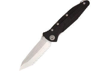 Image of Microtech SOCOM Delta TE Folding Knife, Black Handle, Stonewash Serrated MT163-12