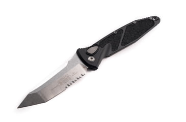 Image of Microtech Socom Elite T/E-Auto Stonewash Partial Serrated 4in Folding Knife, Black, 161A-11