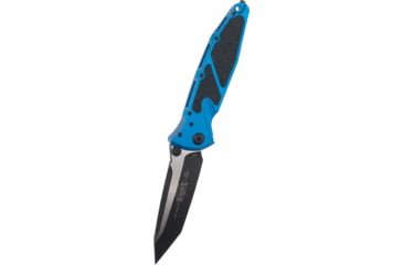 Image of Microtech Socom Elite-M T/E Folding Knife, 4in, M390 Steel, Black, Tanto Blade, Aluminum, Blue Handle, 161-1BL