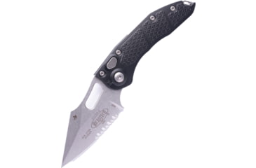 Image of Microtech Stitch S/E Stonewash Part Serrate 3.75in Folding Knife, Black, 169-11