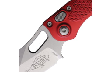 Image of Microtech Stitch S/E Stonewash Standard Automatic Folding Knife, 3.75in, Red, 169-10RD