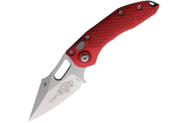 Image of Microtech Stitch S/E Stonewash Standard Automatic Folding Knife, 3.75in, Red, 169-10RD