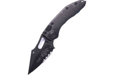 Image of Microtech Stitch S/E Tactical Part Serrate 3.75in Folding Knife, Black, 169-2T