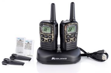 Image of Midland Radio 22 Ch./28 mile w/38 CTCSS, W/X Alert, Bat, DTC &amp; USB Cable Charger, Black/Mossy Oak T55VP3