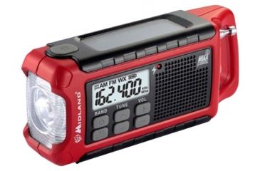 Image of Midland Radio Emergency Crank AM/FM/WX Radio with Flashlight, Red/Black, ER210