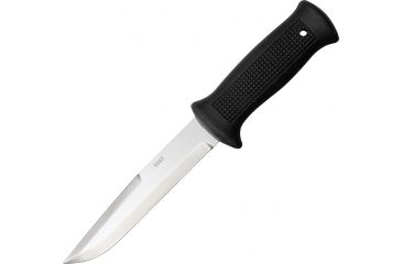 Image of Mikov Uton Military Fixed Blade Knife,5.375in,Polished Stainless Blade,Black Checkered Rubber Handle MIK362NG4CER