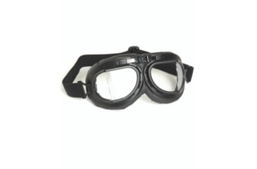 Image of MIL-TEC British Raf Style Aviator Goggles, Black Frame, Clear Lens, Black, Adjustable, 15610102