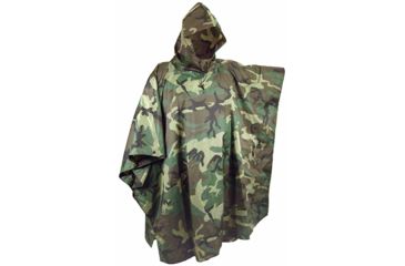 Image of MIL-TEC Ripstop Wet Weather Poncho, Woodland Camo, One Size, 10630020