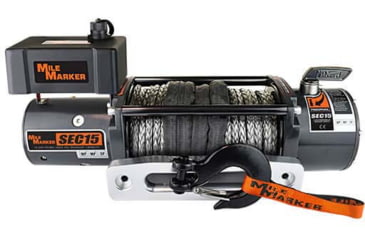 Image of Mile Marker SEC15 Truck/SUV Winch with Synthetic Rope and Strap, 15.000 lb Capacity, 76-53260W