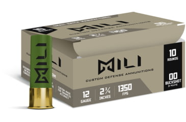 Image of MILI Ammo 12 Gauge, #00 Buck, 9 Pellets, 2.75 in, 1350 ft/s, Centerfire Shotgun Buckshot Ammo, 10 Rounds, M12-00-BUCK