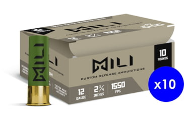 Image of MILI Ammo 12 Gauge, Rifled Slug, 1 oz, 2.75 in, 1550 ft/s, Centerfire Shotgun Slug Ammo, 100 Rounds