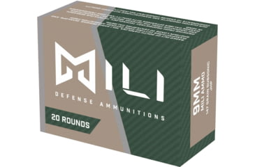 Image of Mili Ammunitions 9mm Luger 147 Grain Jacketed Hollow Point Subsonic Brass Cased Pistol Ammo, 20 Rounds, M9mmCS147-B