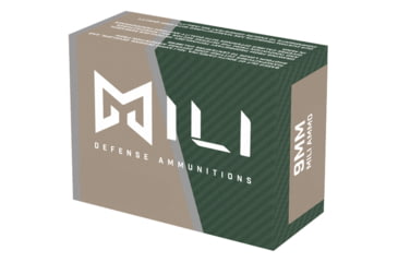 Image of Mili Ammunitions Custom Defense 9mm Luger 115 Grain Full Metal Jacket Brass Cased Pistol Ammo, 50 Rounds, M9mm-115-B