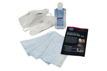 Image of Military Surplus Official DoD Pandemic Flu Preparedness &amp; Protection Kit w/ two N95 Respirators, four Surgical Masks, 4oz Bottle of Hand Sanitizer, NSN 6545-01-566-9074, N95SM, EDEMO3
