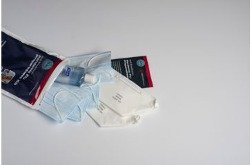 Image of Military Surplus Official DoD Pandemic Flu Preparedness &amp; Protection Kit w/ two N95 Respirators, four Surgical Masks, 4oz Bottle of Hand Sanitizer, NSN 6545-01-566-9074, N95SM, EDEMO3