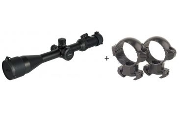 Image of Millett 4-16x50 Tactical Rifle Scope, Matte Black w/ Illuminated Mil-Dot Bar Reticle, BK81001 w/ Millet Angle-Loc Weaver Style Smooth 30mm Rings AL00717