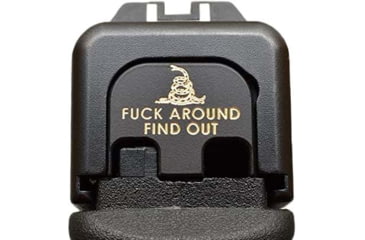 Image of MILSPIN Fck Around Find Out Slide Back Plate, Glock, Gen 1-5, Black Cerakote on Brass, 111121012N