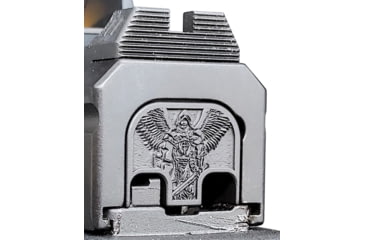 Image of MILSPIN Glock Saint Michael 3D Slide Plate, Glock 48/43X, Black Cerakoted Brass, 659629924862