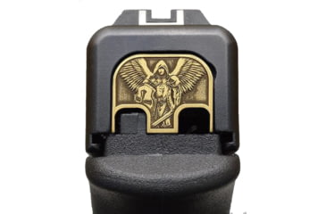 Image of MILSPIN Saint Michael 3D Slide Plate, Glock 1-5/19X ex. G42/G43/G43X/G48, Brass, 698781821923