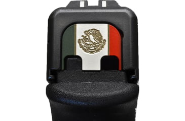 Image of MILSPIN Tri-Color Mexico Flag Slide Back Plate, Glock Models 1-5 Gen 19X, Exc G42/G43/G43X/G48, Green and Red Cerakote on Brass, 11112y1147