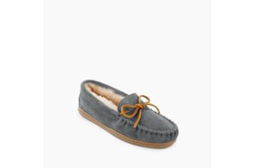Image of Minnetonka Sheepskin Hardsole Moc Slippers - Womens, Grey, 11, 3345-039-11