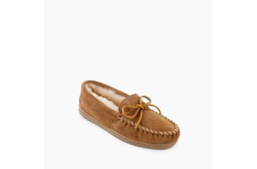 Image of Minnetonka Sheepskin Hardsole Moc Slippers - Womens, Tan, 7 W, 3341W-255-7