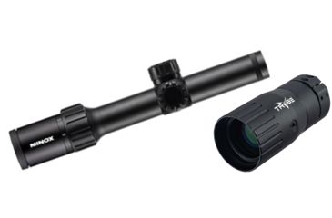 Image of Minox ZX5i 1X5 X 24mm Rifle Scope PLEX ABSEHEN, Black 66606 with Trybe Optics Enhancer