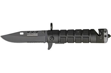 Image of Miscellaneous Linerlock Folding Knife,3.5in,Clip Point Blade,Black Textured Alum Handles With Gun Metal Gray Anodized Accent M4149