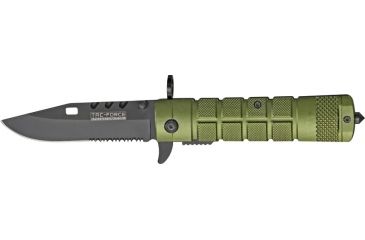 Image of Miscellaneous Linerlock Folding Knife,3.5in,Clip Point Blade,OD Green Anodized Textured Alum Handle M4147